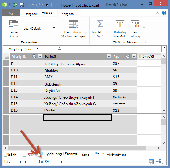 PowerPivot hiển thị số lượng bản ghi