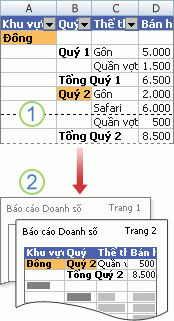 In báo cáo PivotTable