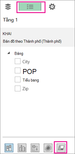 Biểu tượng biểu đồ Vùng trên tab Danh sách Trường