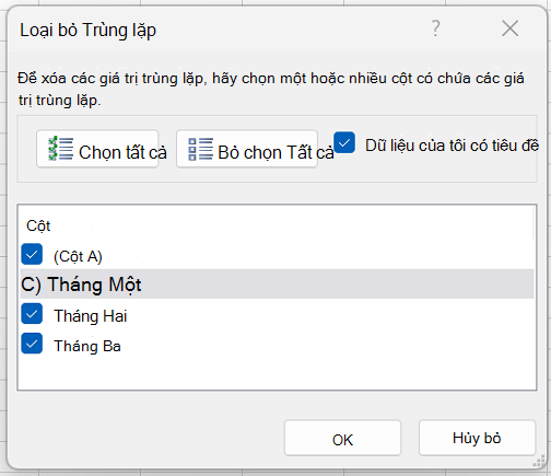 Loại bỏ Trùng lặp 5