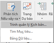 Đến Trình quản lý Kịch bản từ Dự báo Dữ > liệu ? What-If tích