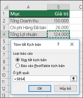 Hộp thoại Tóm tắt Kịch bản