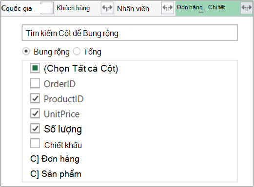 Bung rộng nối kết Bảng Order_Details