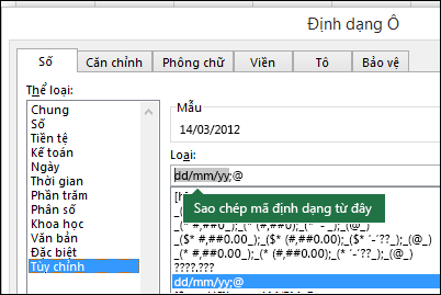 Ví dụ về việc sử dụng hộp > thoại > Định dạng > Số Ô Tùy chỉnh để Yêu cầu Excel tạo chuỗi định dạng cho bạn.