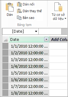 Bảng ngày tháng trong Power Pivot
