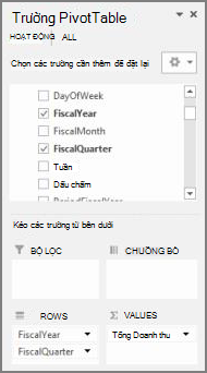 sách Trường PivotTable