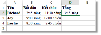 Thời gian này được trừ đi thời gian kia để có được khoảng thời gian trôi qua