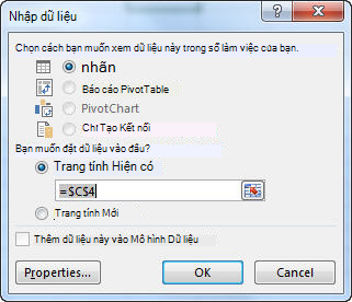 Hộp thoại Nhập Dữ liệu trong Excel