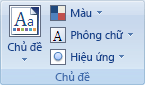 Nút chủ đề trong ribbon Excel