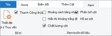 Tùy chọn Ghi hồ sơ Dữ liệu trên tab Dạng xem của ribbon Trình soạn thảo Power Query dữ liệu