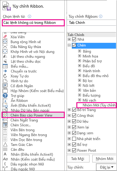 Tùy chỉnh hộp ribbon trong Excel