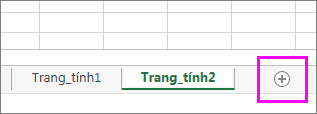 Nút Thêm trang tính mới