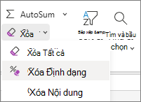 Ảnh chụp màn hình Xóa Định dạng trong nhóm Chỉnh sửa.