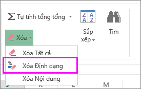 sử dụng nút xóa định dạng để loại bỏ định dạng