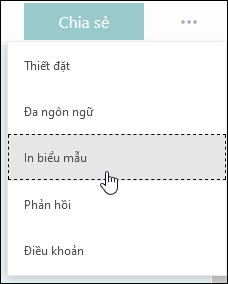 Tùy chọn Biểu mẫu In trong Microsoft Forms