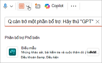 Chọn Add-Ins > Thêm biểu mẫu > để thêm Phần bổ trợ Biểu mẫu vào PowerPoint