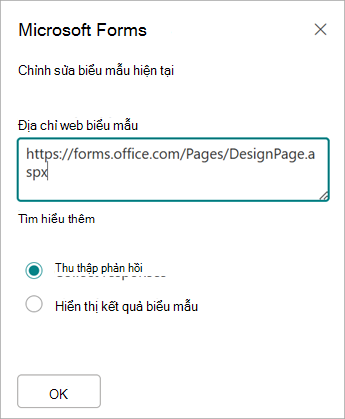 Địa chỉ biểu mẫu của bạn sẽ tự động đưa vào trường địa chỉ web biểu mẫu.