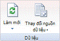 Lệnh Làm mới trong nhóm Dữ liệu PivotTable