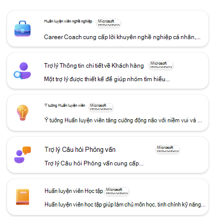Danh sách các trợ lý ảo tích hợp sẵn cho mẫu