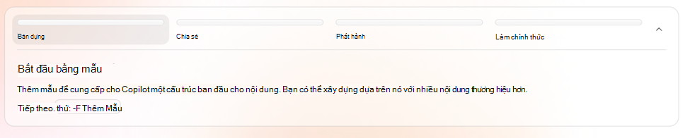 Ảnh chụp màn hình hiển thị bước Xây dựng với Bắt đầu bằng mẫu và Thêm Mẫu.