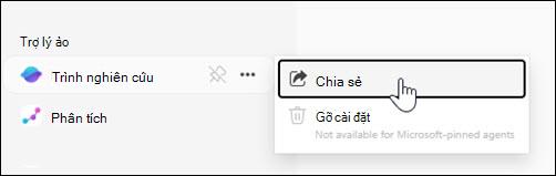 Ảnh chụp màn hình vị trí chia sẻ tác nhân từ dẫn hướng bên trái.