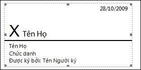 Ví dụ về dòng chữ ký điện tử