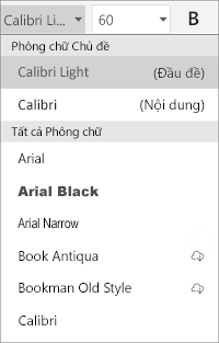 Menu phông chữ trong PowerPoint for Android