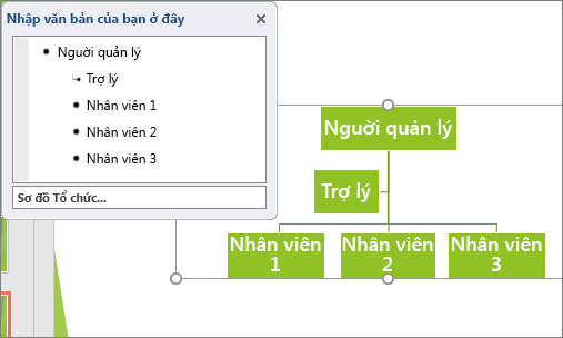 Hiện một ví dụ về một đồ họa Sơ đồ Tổ chức SmartArt