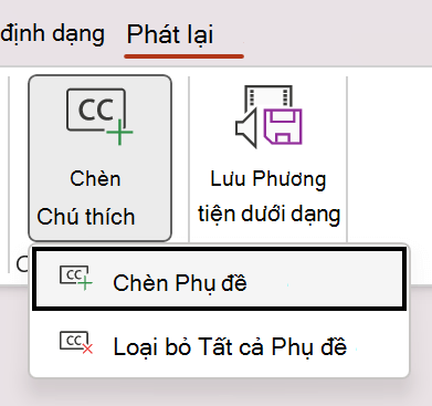 Chèn phụ đề cho video trong PowerPoint.