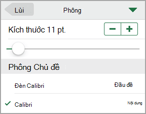 Thay đổi cỡ phông