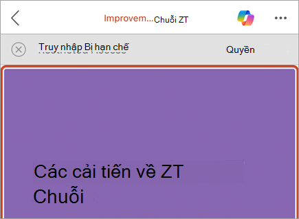 Ảnh chụp màn hình thanh doanh nghiệp với nút Quyền và Thông báo Truy nhập Hạn chế.