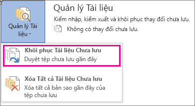 Office 2016 Khôi phục Tài liệu Chưa được Lưu