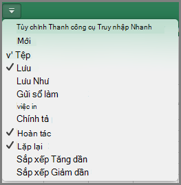 Menu Tùy chỉnh Thanh công cụ Truy nhập Nhanh trong Office2016 cho Mac