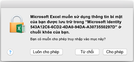Lời nhắc nhập chuỗi khóa trên Office 2016 for Mac