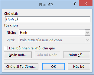 Hộp thoại Chèn Chú thích