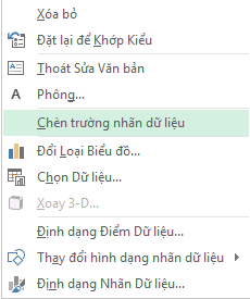 Lệnh trường Chèn Nhãn Dữ liệu trên menu bấm chuột phải