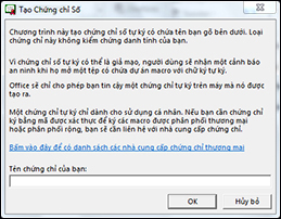 Tạo hộp thoại Chữ ký Điện tử