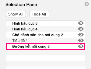 Hiển thị đường kết nối ở cuối danh sách trong ngăn lựa chọn