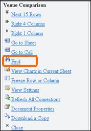 Menu trong Trình xem Di động cho Excel