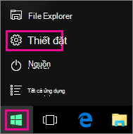 Truy nhập vào Thiết đặt từ Bắt đầu trong Windows 10