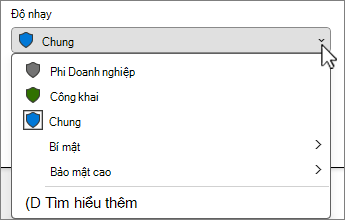Menu thanh độ nhạy cảm