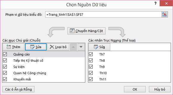 Hộp thoại Chọn Nguồn Dữ liệu