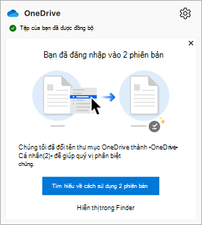 thông báo xuất hiện trong Trung tâm Hoạt động OneDrive
