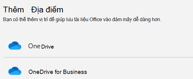 Ảnh chụp màn hình nút Thêm địa điểm và danh sách Thêm địa điểm trên trang Lưu như của Word.