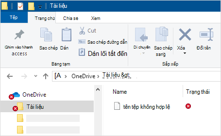 File Explorer hiển thị Đồng bộ OneDrive báo lỗi