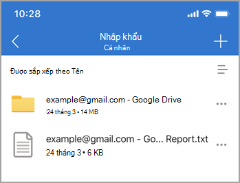 Ảnh chụp màn hình nhập tệp