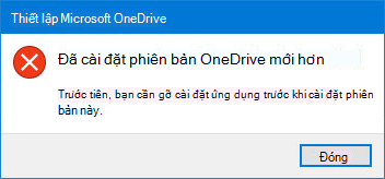 Cửa sổ bật lên lỗi OneDrive