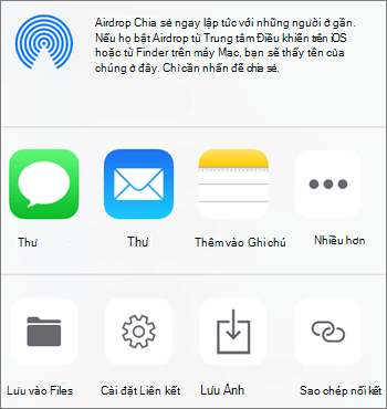 Ảnh chụp màn hình của nút Lưu Ảnh trong ứng dụng OneDrive trên iOS