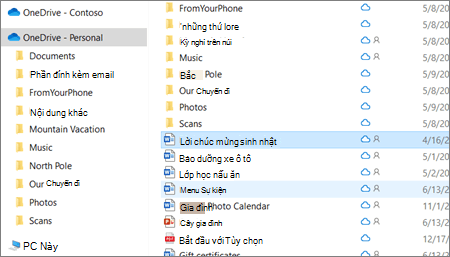Ảnh chụp màn hình hiển thị Thư mục riêng của OneDrive trong File Explorer.