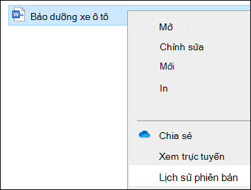 File Explorer gồm cả tùy chọn Lịch sử phiên bản.
